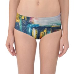 Art Painting Abstract Yangon Mid-waist Bikini Bottoms by Simbadda