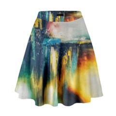Art Painting Abstract Yangon High Waist Skirt by Simbadda