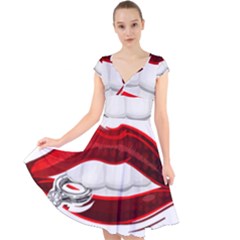Bite Me Cap Sleeve Front Wrap Midi Dress by StarvingArtisan