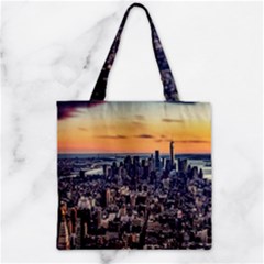 New York Skyline Architecture Nyc Zipper Grocery Tote Bag by Simbadda