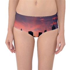 Skyline Panoramic City Architecture Mid-waist Bikini Bottoms by Simbadda
