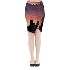 Skyline Panoramic City Architecture Midi Wrap Pencil Skirt by Simbadda