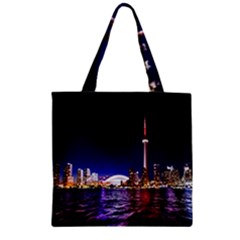 Toronto City Cn Tower Skydome Zipper Grocery Tote Bag by Simbadda