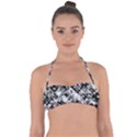 Black And White Patchwork Pattern Halter Bandeau Bikini Top View1