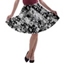 Black And White Patchwork Pattern A-line Skater Skirt View1