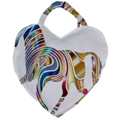 Horse Equine Psychedelic Abstract Giant Heart Shaped Tote by Simbadda