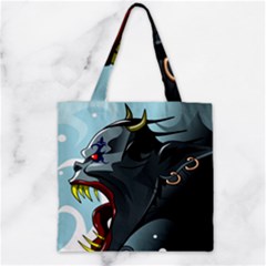 Demon Devil Evil Monster Alien Zipper Grocery Tote Bag by Simbadda