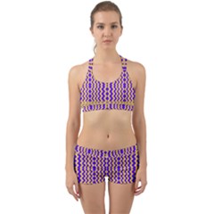 Purple Yellow Wavey Lines Back Web Gym Set by BrightVibesDesign