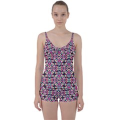Multicolored Abstract Geometric Pattern Tie Front Two Piece Tankini by dflcprints