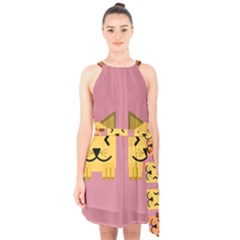 Pet Animal Feline Domestic Animals Halter Collar Waist Tie Chiffon Dress by Simbadda
