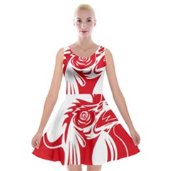 Cock Logo Emblem Symbol France Velvet Skater Dress by Simbadda