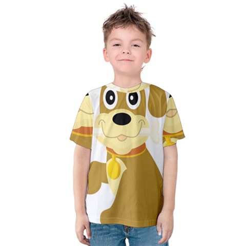Dog Doggie Bone Dog Collar Cub Kids  Cotton Tee by Nexatart