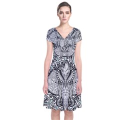 Ornate Hindu Elephant  Short Sleeve Front Wrap Dress by Valentinaart