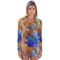 Blue brown  texture                                       Women s Long Sleeve Hooded T-shirt View1