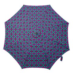 Pink Green Turquoise Swirl Pattern Hook Handle Umbrellas (small) by BrightVibesDesign