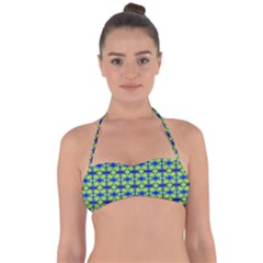 Blue Yellow Green Swirl Pattern Halter Bandeau Bikini Top by BrightVibesDesign
