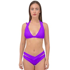Light Purple Dots Pattern Double Strap Halter Bikini Set by LoolyElzayat