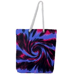 Swirl Black Blue Pink Full Print Rope Handle Tote (large) by BrightVibesDesign