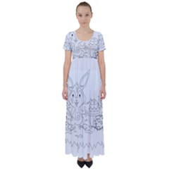 Coloring Picture Easter Easter Bunny High Waist Short Sleeve Maxi Dress by Sapixe