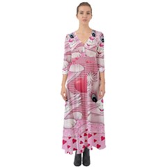 Love Celebration Gift Romantic Button Up Boho Maxi Dress by Sapixe
