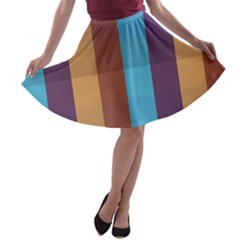 Background Desktop Squares A-line Skater Skirt by Sapixe