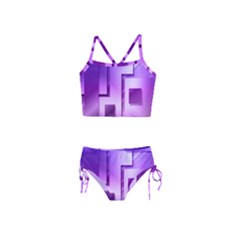 Purple Figures Rectangles Geometry Squares Girls  Tankini Swimsuit by Sapixe