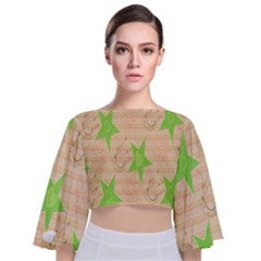 Background Desktop Beige Tie Back Butterfly Sleeve Chiffon Top by Sapixe