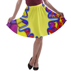 Embroidery Dab Color Spray A-line Skater Skirt by Sapixe