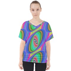 Ellipse Pattern Elliptical Fractal V-neck Dolman Drape Top by Sapixe