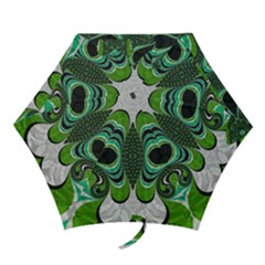 Fractal Art Green Pattern Design Mini Folding Umbrellas by Sapixe