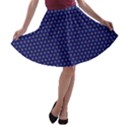 Blue Fractal Art Honeycomb Mathematics A-line Skater Skirt View1