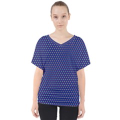 Blue Fractal Art Honeycomb Mathematics V-neck Dolman Drape Top by Sapixe
