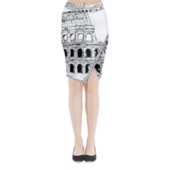 Line Art Architecture Midi Wrap Pencil Skirt by Sapixe