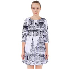 Line Art Architecture Church Smock Dress by Sapixe