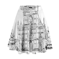 Line Art Architecture Church Italy High Waist Skirt by Sapixe