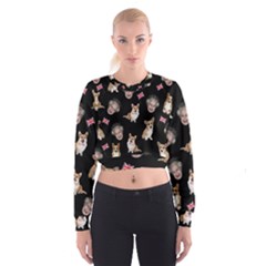 Queen Elizabeth s Corgis Pattern Cropped Sweatshirt by Valentinaart