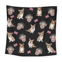 Queen Elizabeth s Corgis Pattern Square Tapestry (large) by Valentinaart