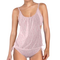 Elios Shirt Faces In White Outlines On Pale Pink Cmbyn Tankini Set by PodArtist