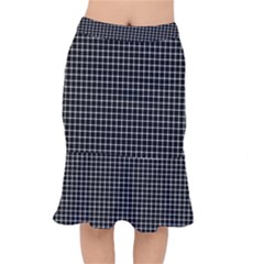 Black And White Optical Illusion Dots And Lines Mermaid Skirt by PodArtist
