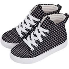 Black And White Optical Illusion Dots And Lines Kid s Hi-top Skate Sneakers by PodArtist