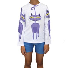 Cat Clipart Animal Cartoon Pet Kids  Long Sleeve Swimwear by Sapixe