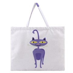 Cat Clipart Animal Cartoon Pet Zipper Large Tote Bag by Sapixe