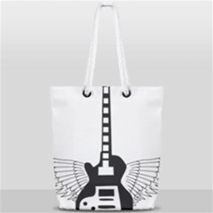 Guitar Abstract Wings Silhouette Full Print Rope Handle Tote (small) by Sapixe