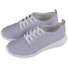 Mattress Ticking Narrow Striped Pattern In Usa Flag Blue And White Men s Lightweight Sports Shoes by PodArtist