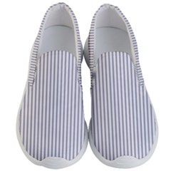 Mattress Ticking Narrow Striped Pattern In Usa Flag Blue And White Men s Lightweight Slip Ons by PodArtist