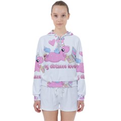 Long Distance Lover - Cute Unicorn Women s Tie Up Sweat by Valentinaart