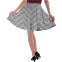 White Fabric Pattern Textile A-line Skater Skirt View2