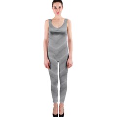 White Fabric Pattern Textile One Piece Catsuit by Sapixe