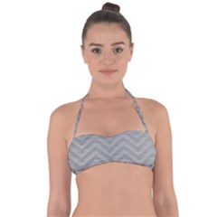 White Fabric Pattern Textile Halter Bandeau Bikini Top by Sapixe