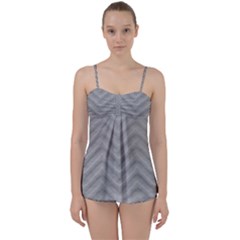 White Fabric Pattern Textile Babydoll Tankini Set by Sapixe